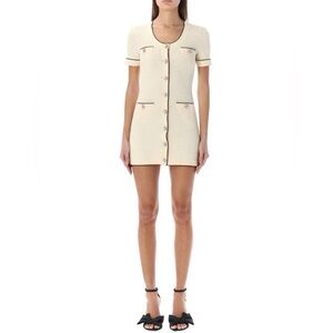 Self-Portrait Sequin Knitted U Neck Mini Dress